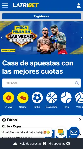 Sitio móvil de la casa de apuestas Latribet