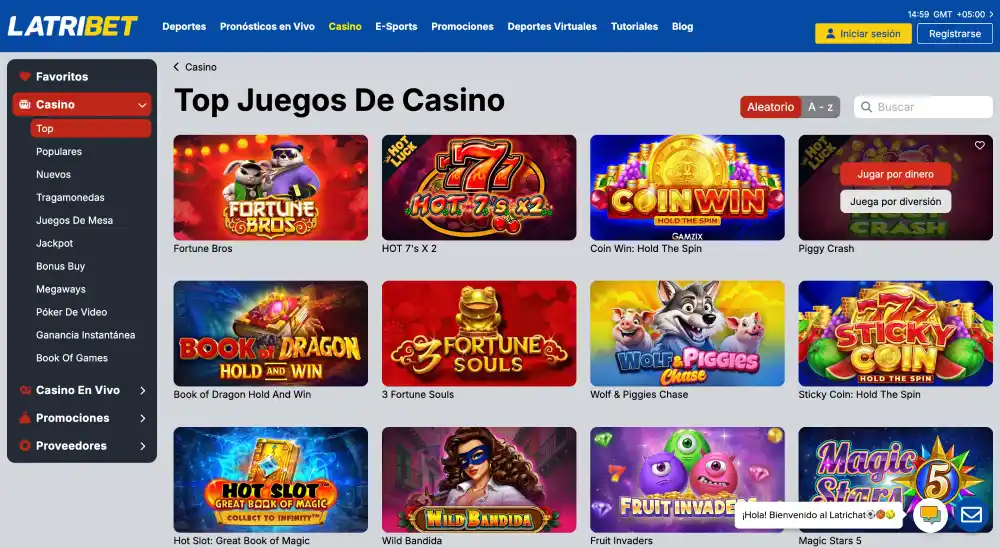Juegos populares en el casino online Latribet